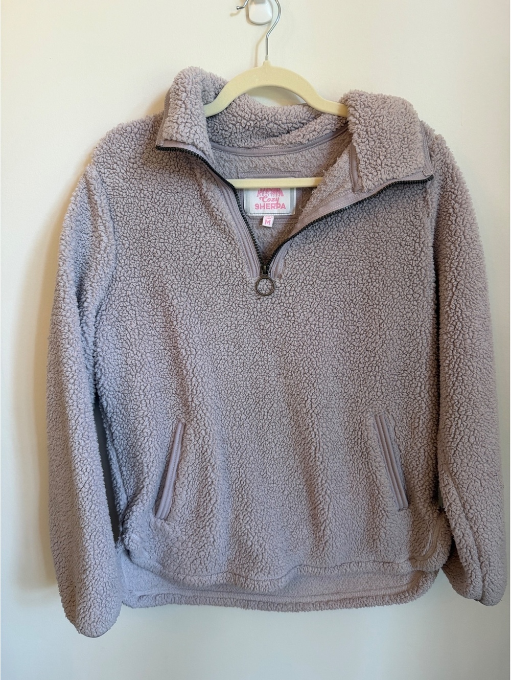 Cozy Sherpa Women's Medium Light Purple Fleece Pullover Jacket